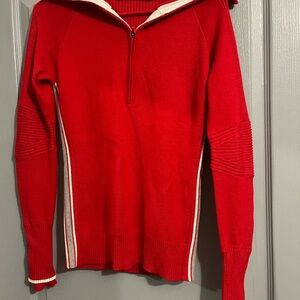 Athleta Red and White Zip Up Sweater